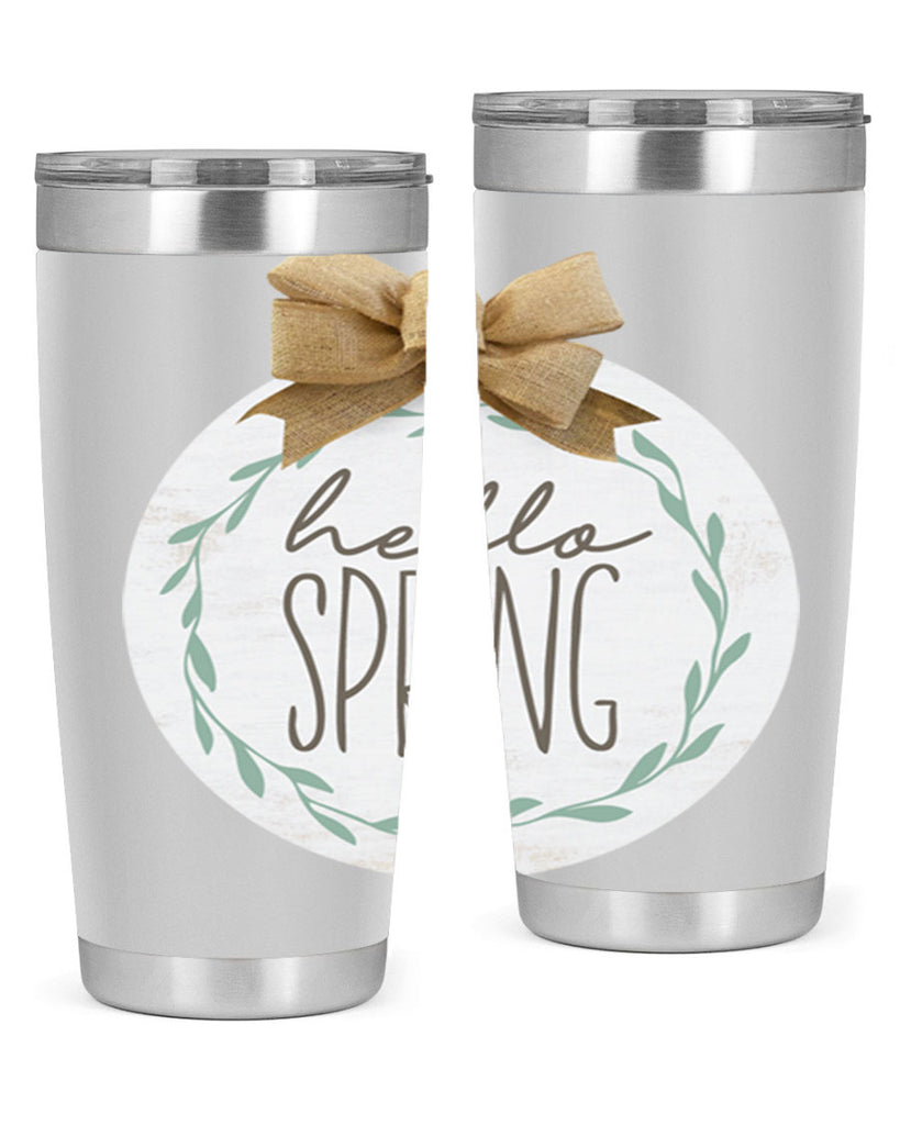 Hello Spring Wreath leaves Mockup209#- spring- Tumbler