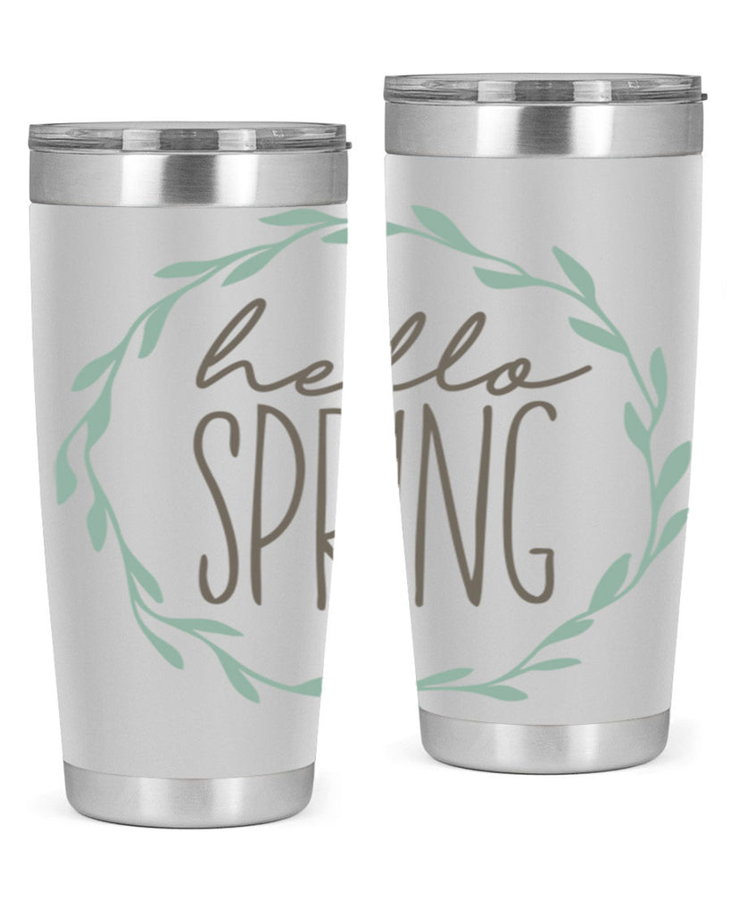 Hello Spring Wreath leaves210#- spring- Tumbler