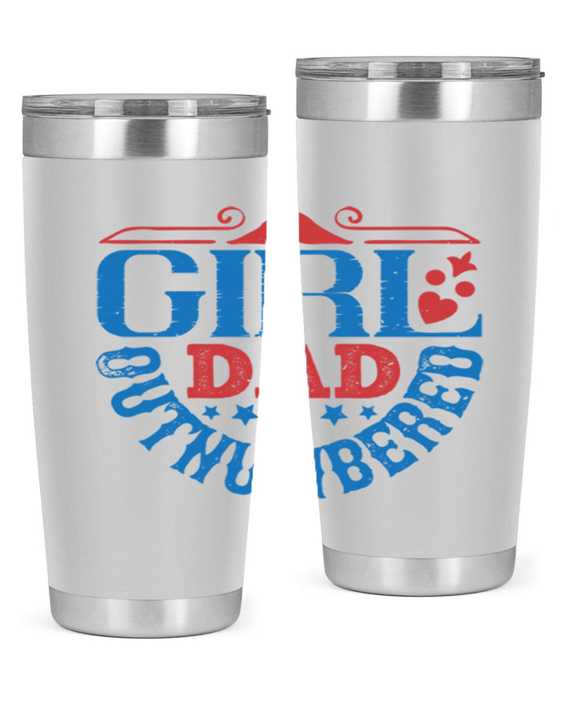 girl dad outnumbered 219#- fathers day- Tumbler