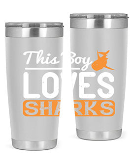 this boy loves sharks Style 14#- shark  fish- Tumbler