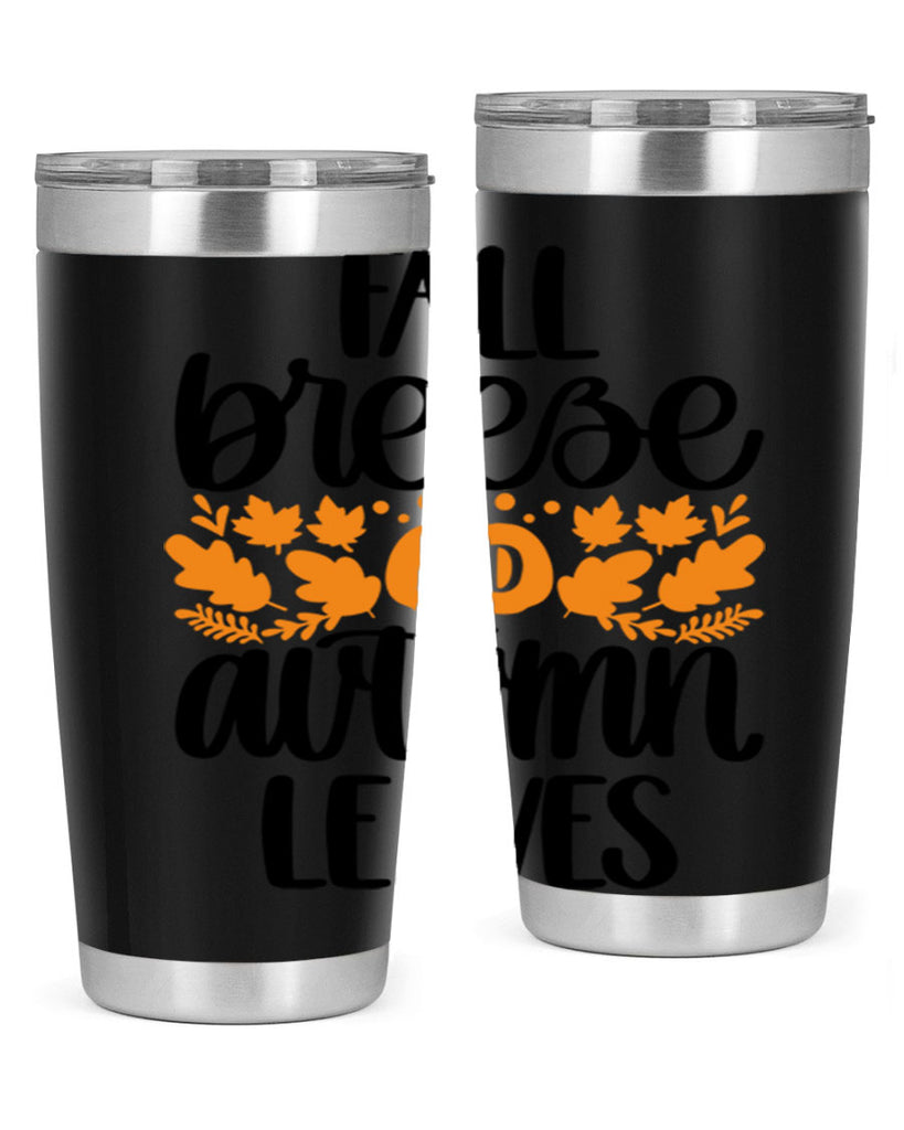 Fall Breezy And Autumn Leaves 482#- fall- Tumbler
