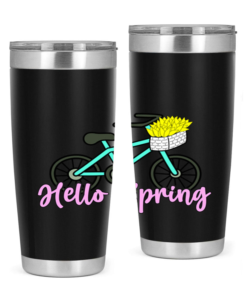 Hello Spring Bicycle with flowers189#- spring- Tumbler