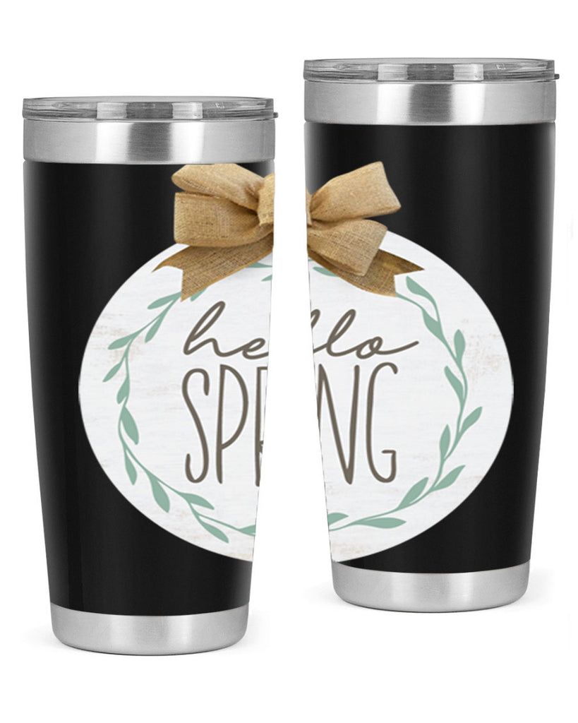 Hello Spring Wreath leaves Mockup209#- spring- Tumbler