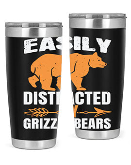 easily distracted by grizzly bears 1#- Bears- Tumbler