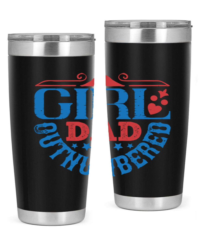 girl dad outnumbered 219#- fathers day- Tumbler
