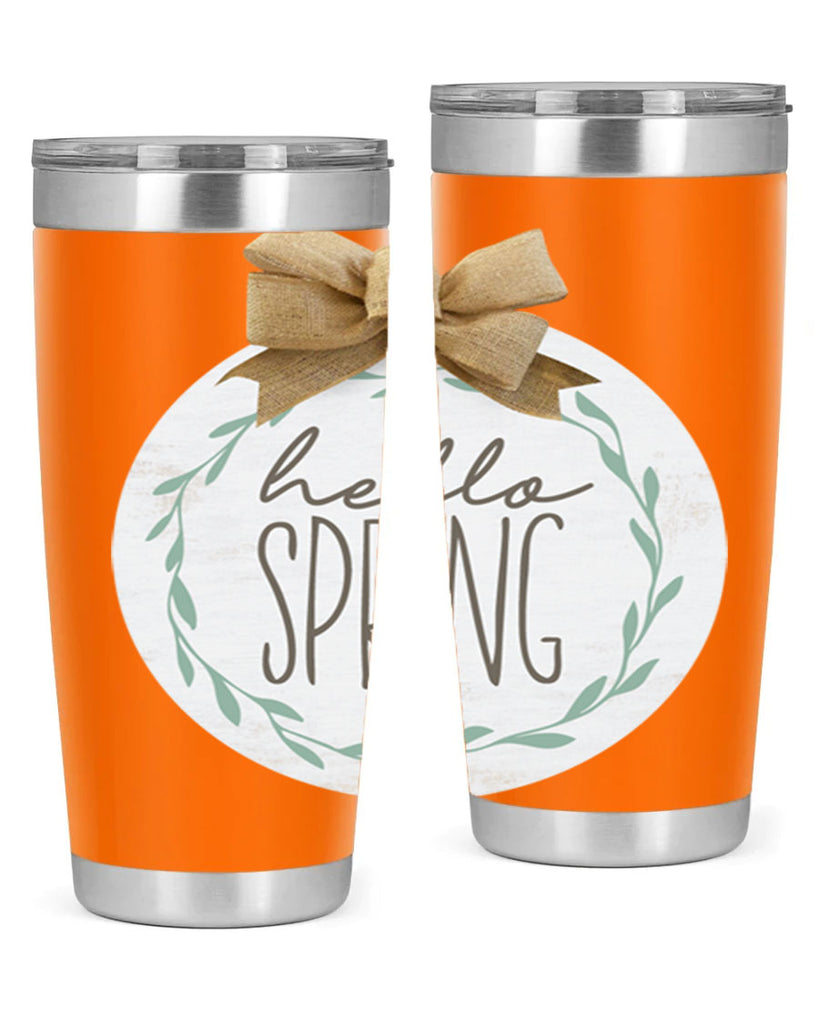 Hello Spring Wreath leaves Mockup209#- spring- Tumbler