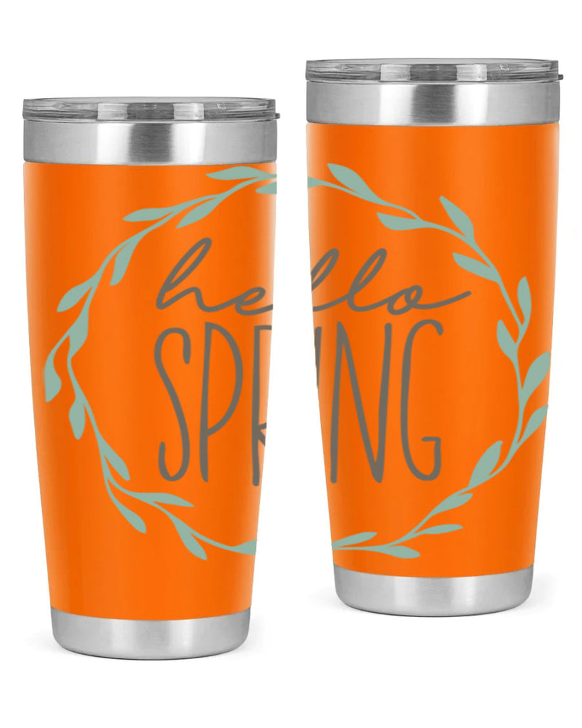 Hello Spring Wreath leaves210#- spring- Tumbler
