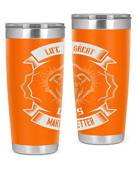 Life is Great Dogs make it Better Style 173#- dog- Tumbler