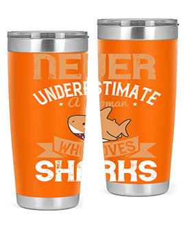 Never underestimate a woman who loves sharks Style 52#- shark  fish- Tumbler