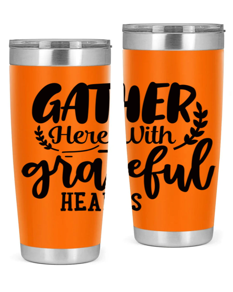 gather here with grateful hearts 62#- thanksgiving- Tumbler