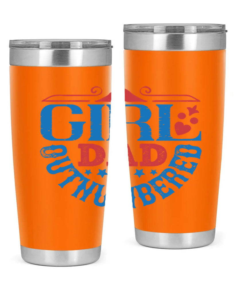 girl dad outnumbered 219#- fathers day- Tumbler