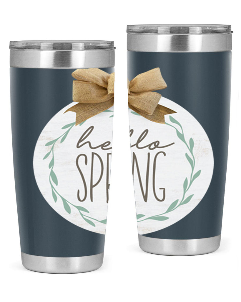 Hello Spring Wreath leaves Mockup209#- spring- Tumbler