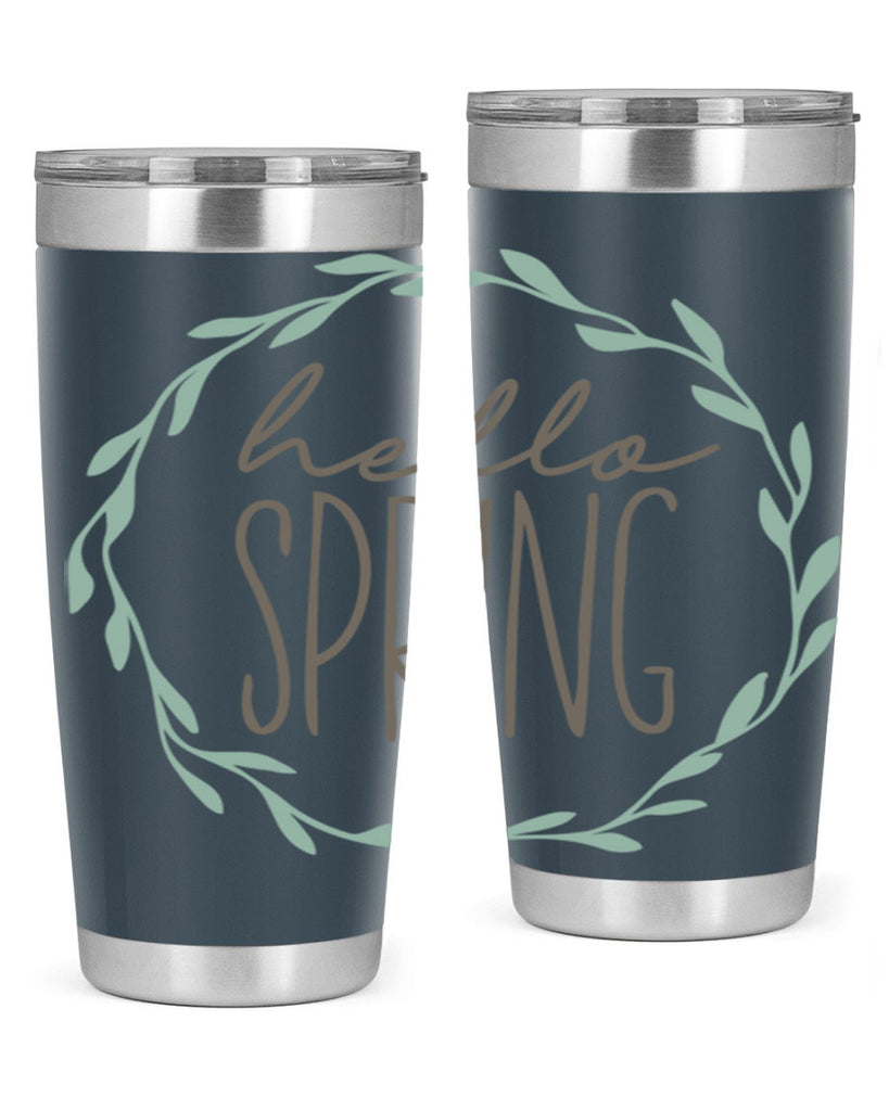 Hello Spring Wreath leaves210#- spring- Tumbler