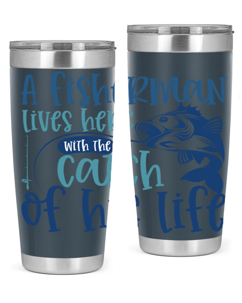 a fisherman lives here with the catch 228#- fishing- Tumbler