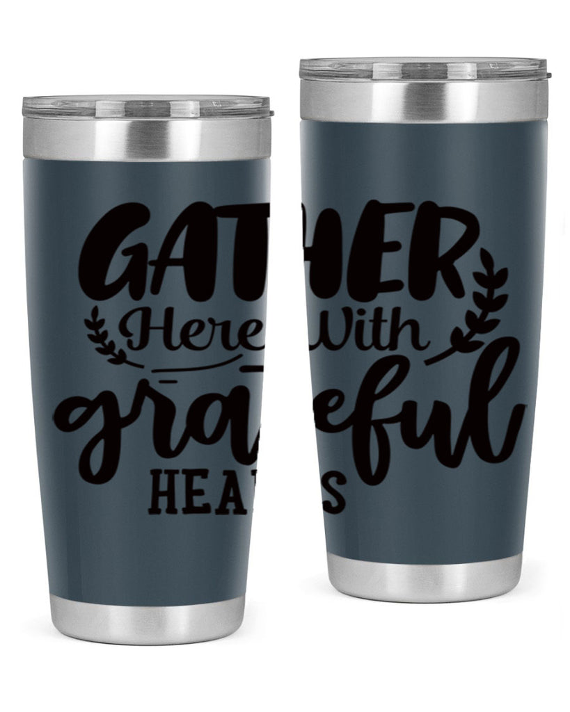 gather here with grateful hearts 62#- thanksgiving- Tumbler