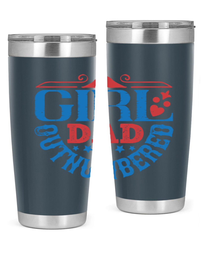 girl dad outnumbered 219#- fathers day- Tumbler