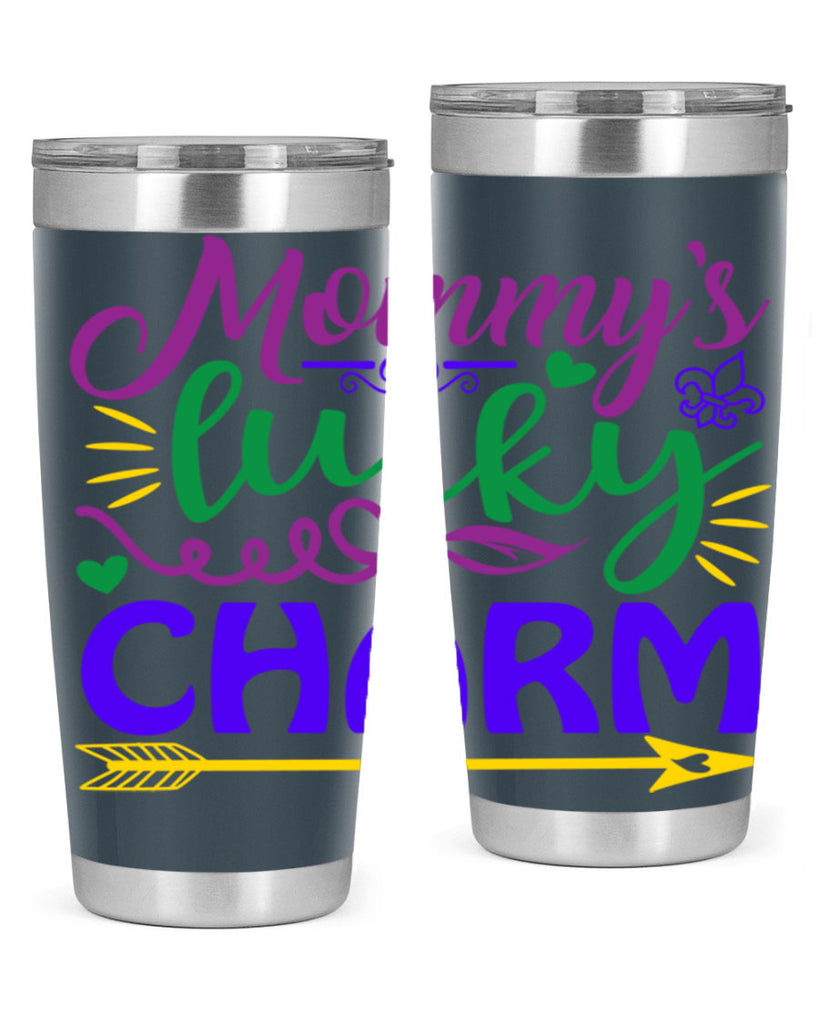 mommys lucky charm 6#- mardi gras- Tumbler