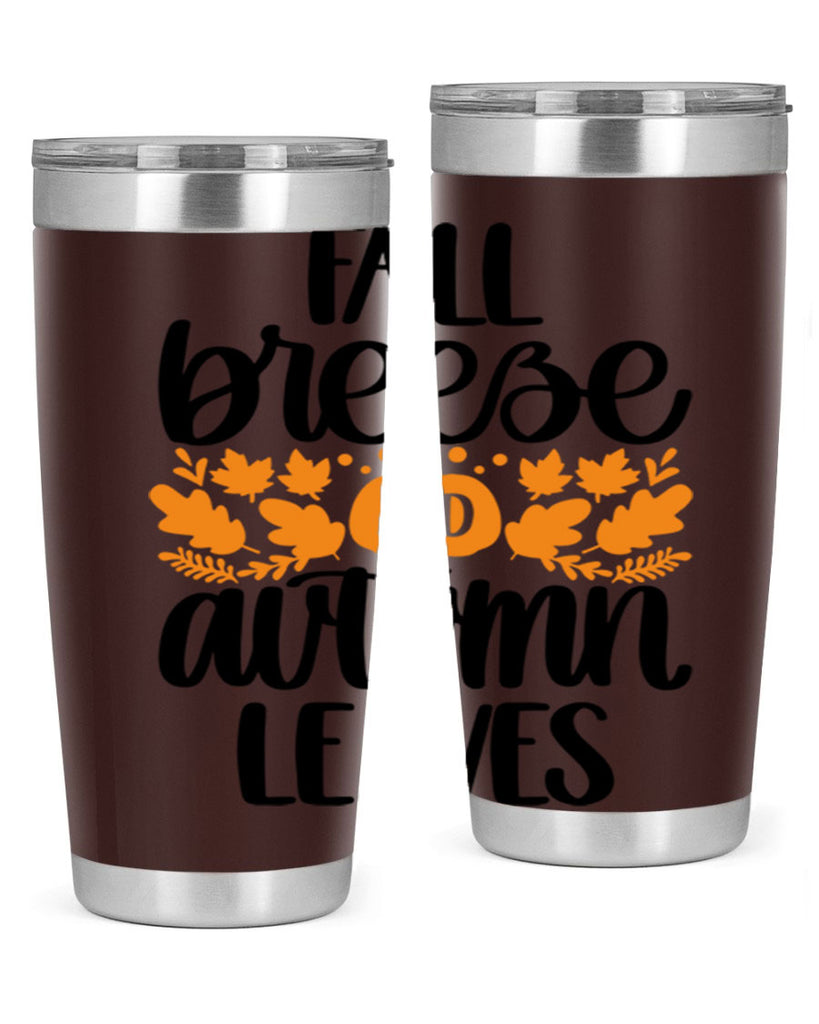 Fall Breezy And Autumn Leaves 482#- fall- Tumbler