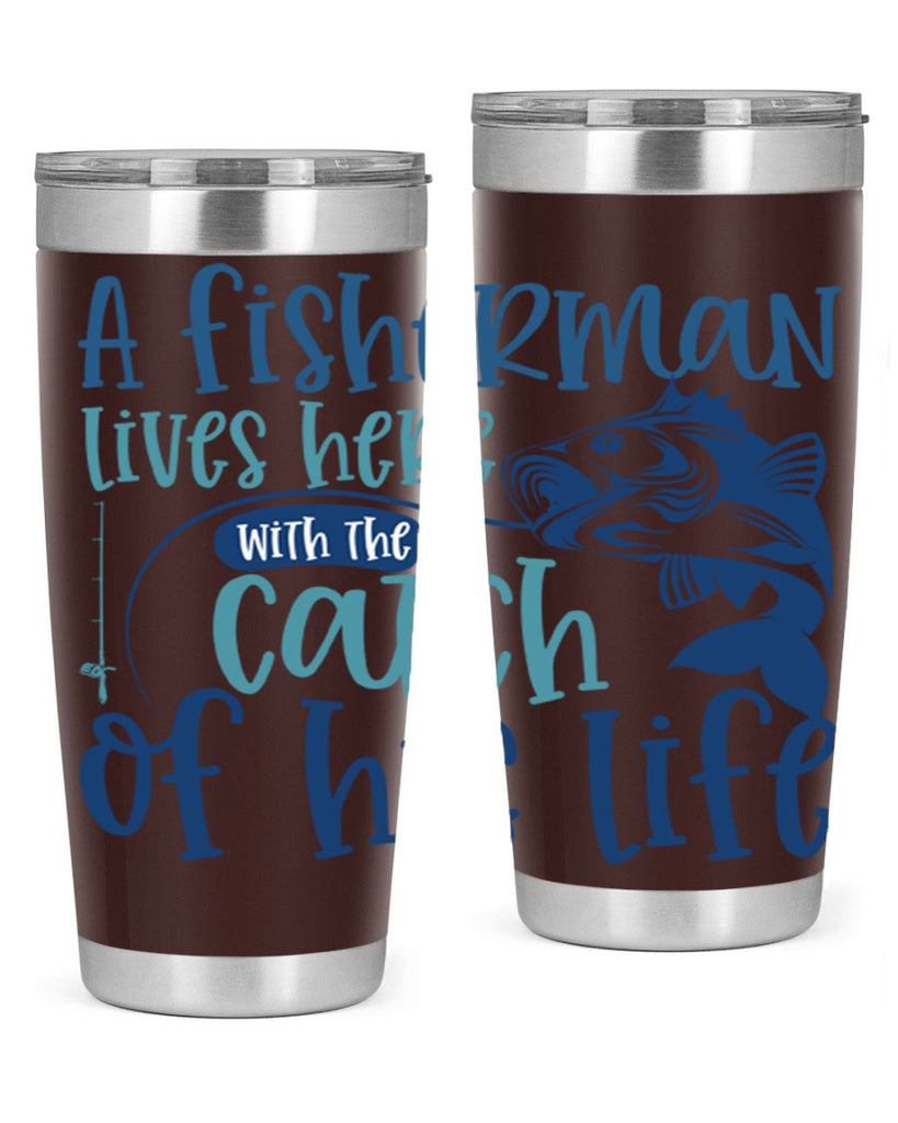 a fisherman lives here with the catch 228#- fishing- Tumbler