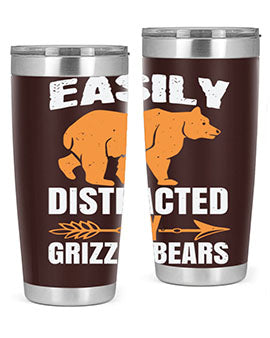 easily distracted by grizzly bears 1#- Bears- Tumbler