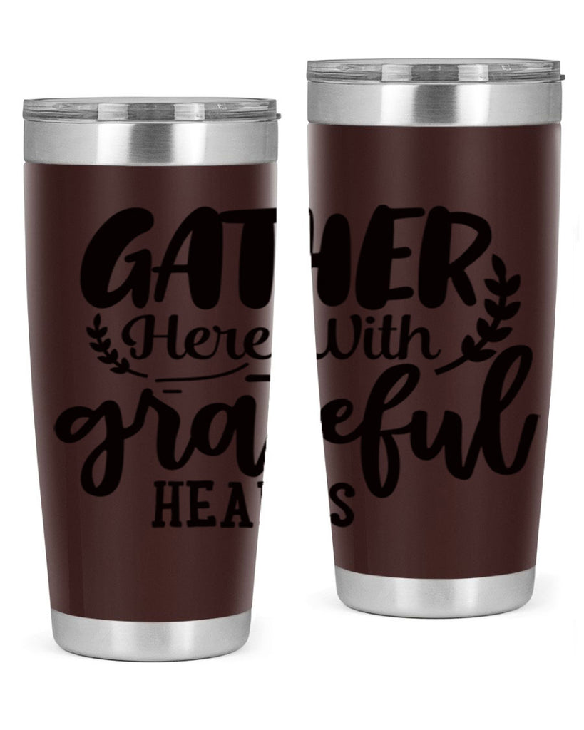 gather here with grateful hearts 62#- thanksgiving- Tumbler
