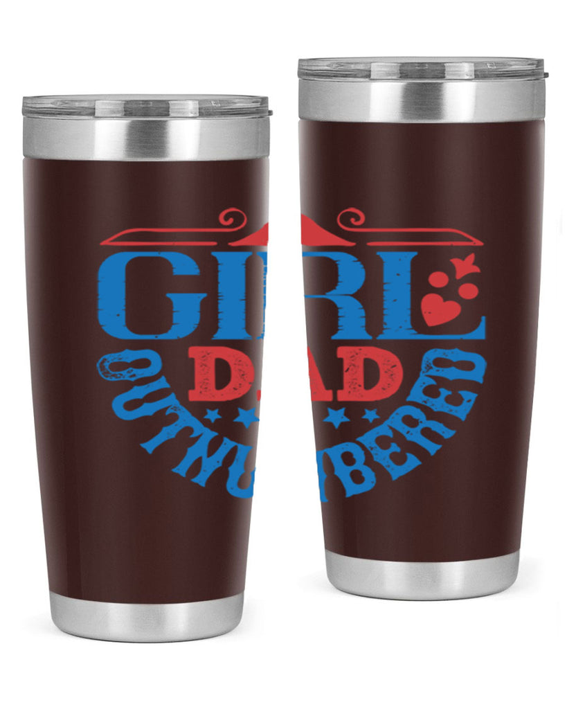 girl dad outnumbered 219#- fathers day- Tumbler