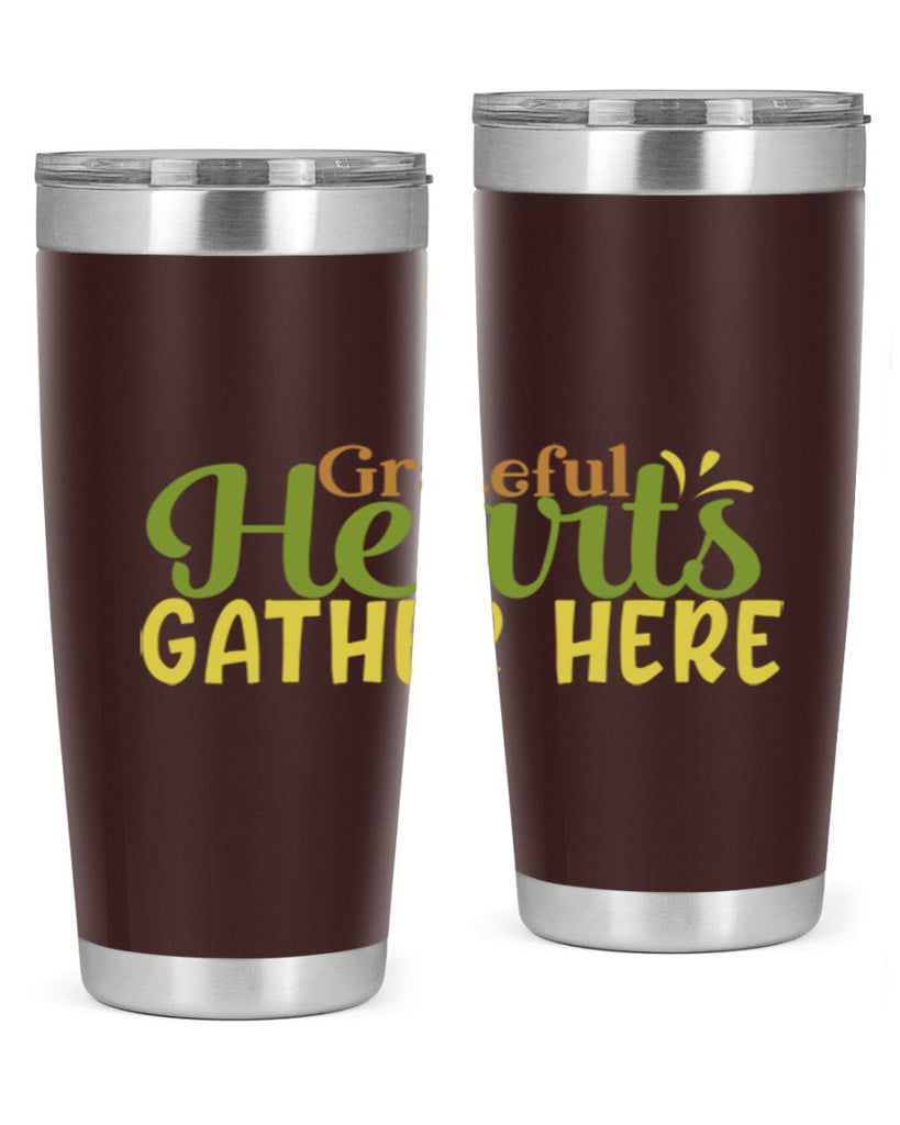 grateful hearts gather here 59#- thanksgiving- Tumbler