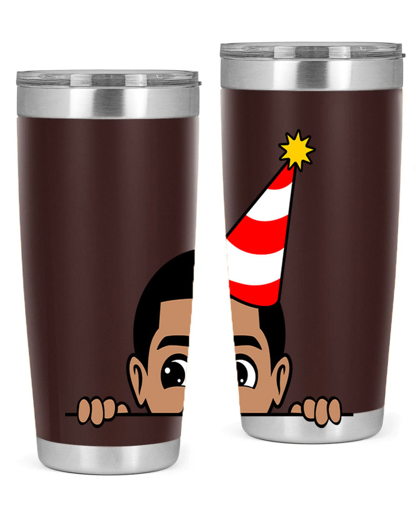 peekaboo afro birthday boy 21#- black men - boys- tumbler