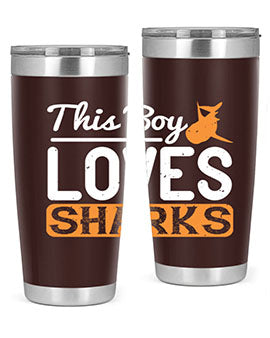 this boy loves sharks Style 14#- shark  fish- Tumbler