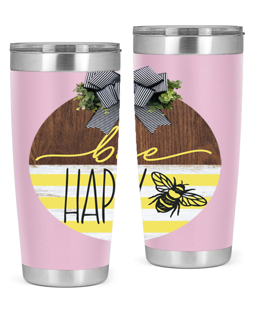 Bee Happy yellow stripes Mockup28#- spring- Tumbler