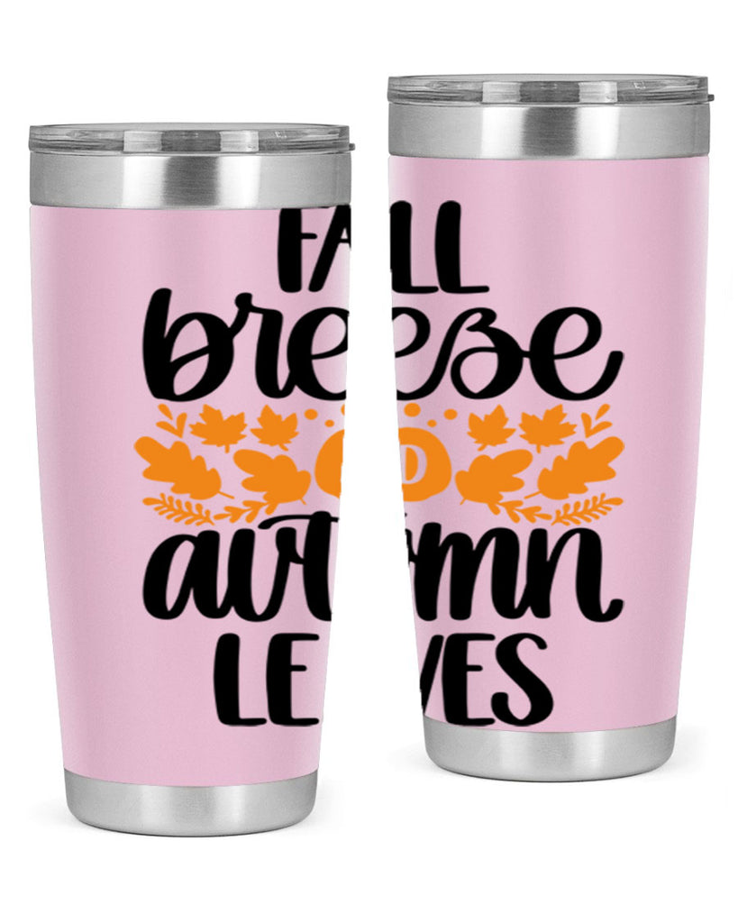 Fall Breezy And Autumn Leaves 482#- fall- Tumbler