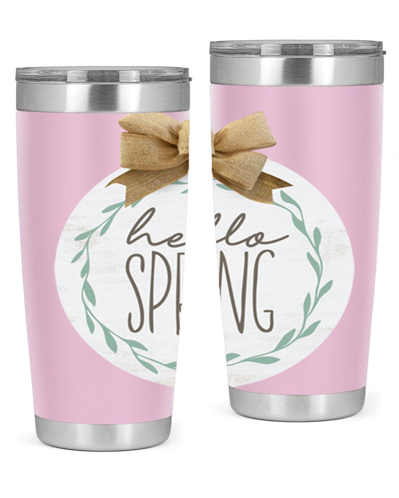 Hello Spring Wreath leaves Mockup209#- spring- Tumbler