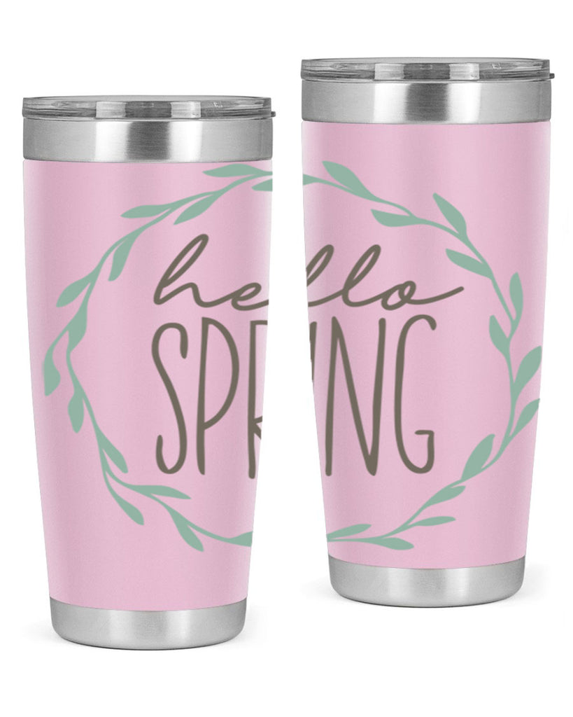 Hello Spring Wreath leaves210#- spring- Tumbler