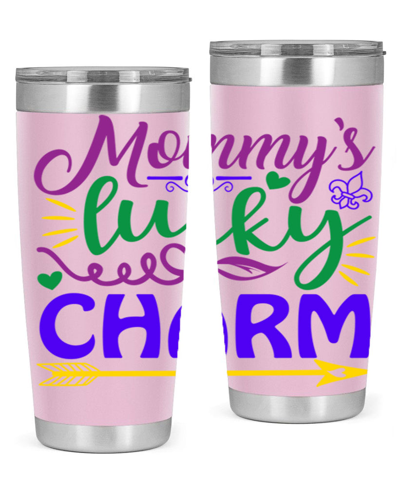 mommys lucky charm 6#- mardi gras- Tumbler