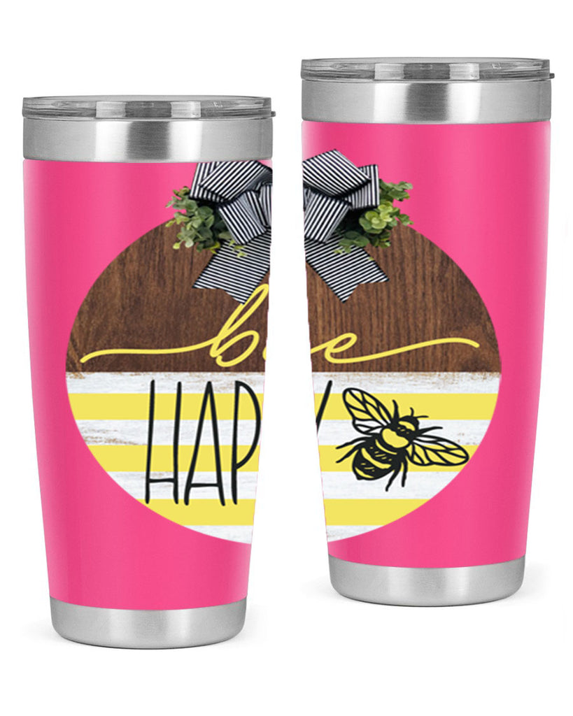 Bee Happy yellow stripes Mockup28#- spring- Tumbler