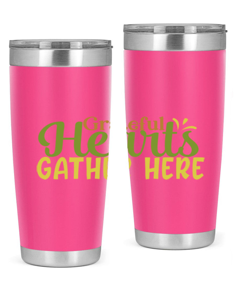 grateful hearts gather here 59#- thanksgiving- Tumbler