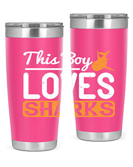this boy loves sharks Style 14#- shark  fish- Tumbler