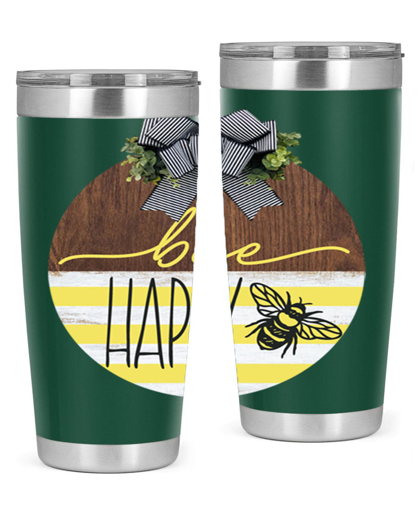 Bee Happy yellow stripes Mockup28#- spring- Tumbler