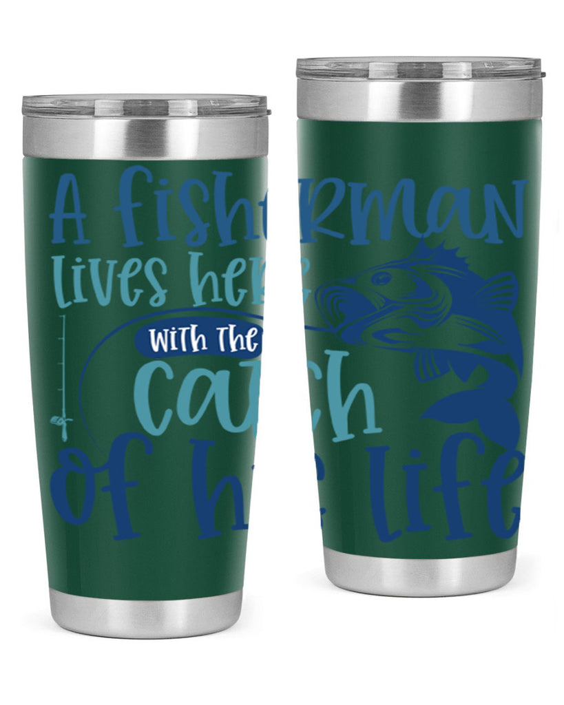 a fisherman lives here with the catch 228#- fishing- Tumbler