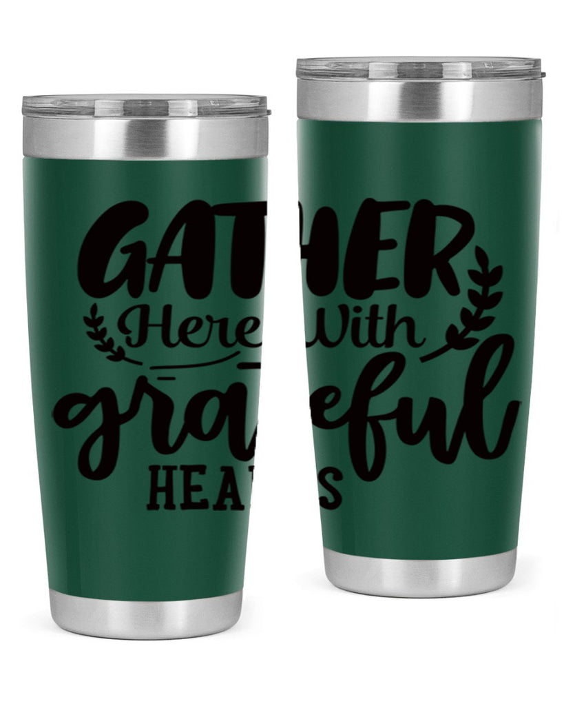 gather here with grateful hearts 62#- thanksgiving- Tumbler