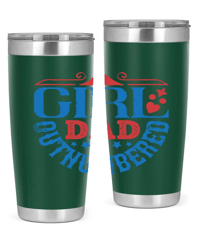 girl dad outnumbered 219#- fathers day- Tumbler