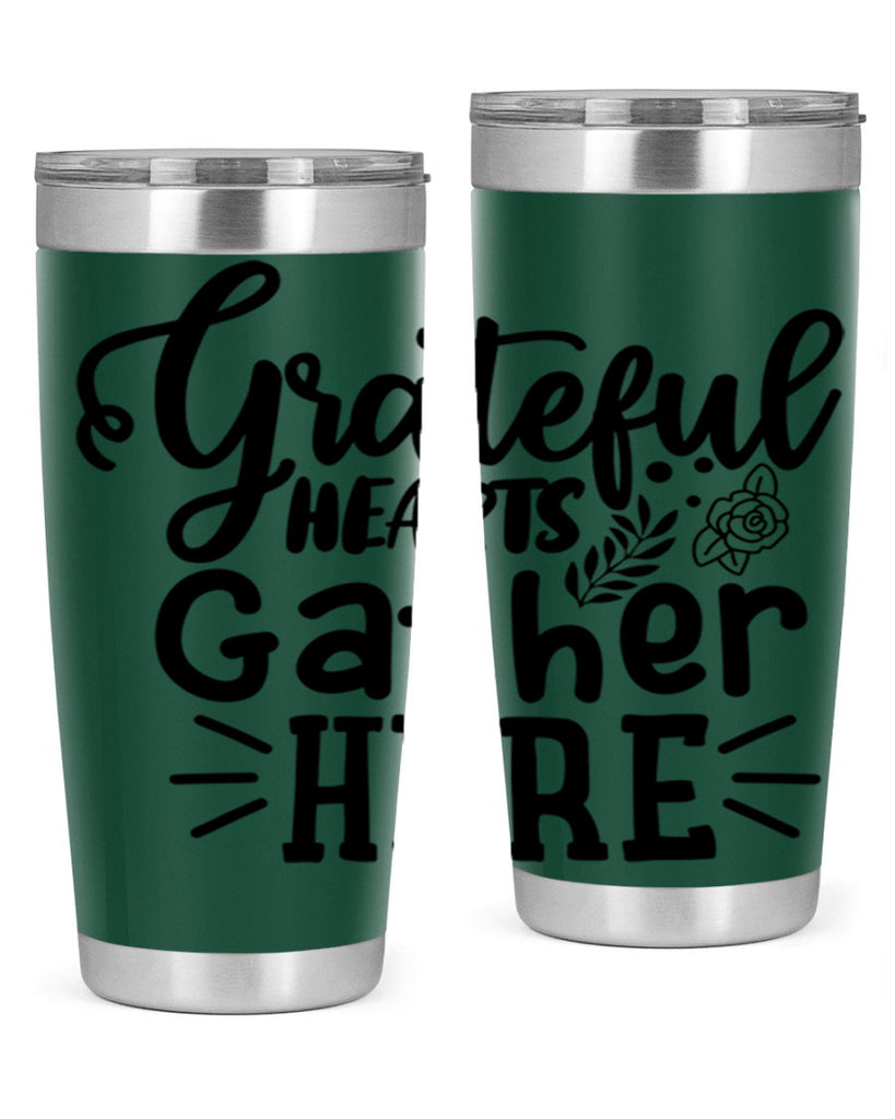 grateful hearts gather here 58#- thanksgiving- Tumbler