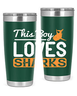 this boy loves sharks Style 14#- shark  fish- Tumbler