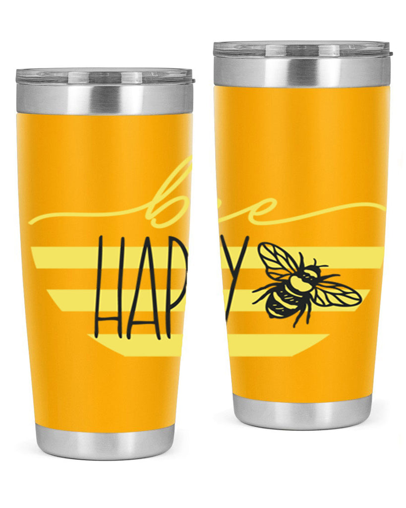 Bee Happy yellow stripes29#- spring- Tumbler