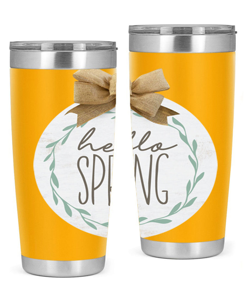 Hello Spring Wreath leaves Mockup209#- spring- Tumbler