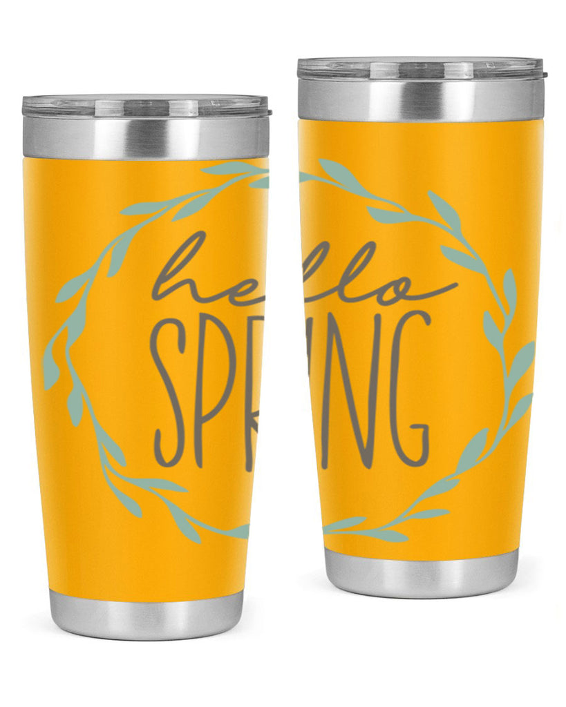 Hello Spring Wreath leaves210#- spring- Tumbler