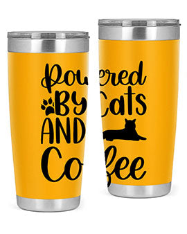 Powered By Cats And Coffee Style 102#- cat- Tumbler