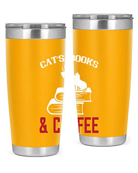 cats book and coffee Style 37#- cat- Tumbler
