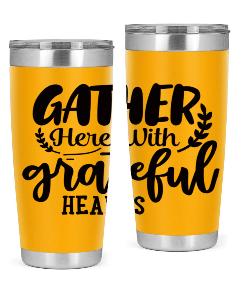 gather here with grateful hearts 62#- thanksgiving- Tumbler