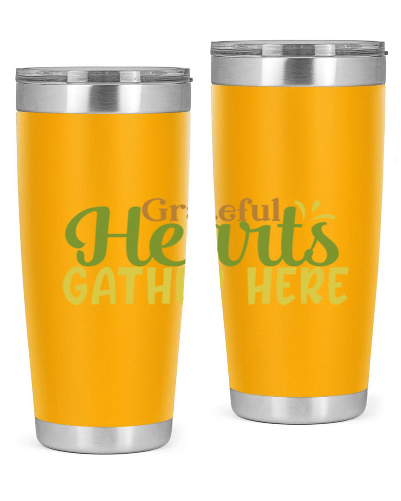grateful hearts gather here 59#- thanksgiving- Tumbler